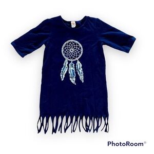 BMG Western Fringe Black T Shirt Dress 8Y